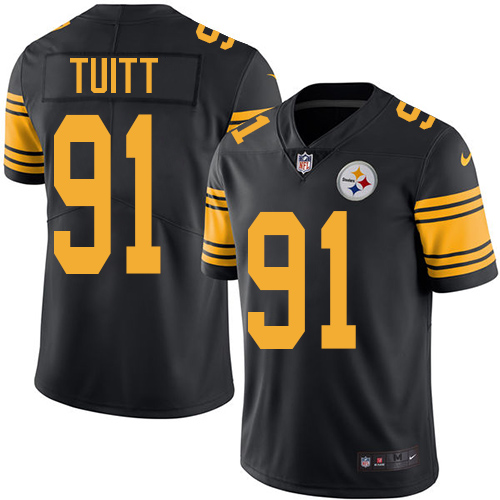 Men's Limited Stephon Tuitt Nike Jersey Black - #91 Rush NFL Pittsburgh Steelers